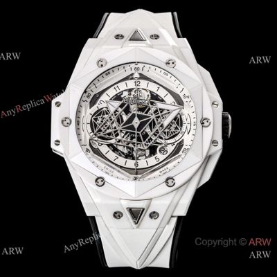 HB Factory Hublot Sang Bleu II White Ceramic Rubber Strap watch Super Clone